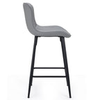 Set of Two 27" Gray and Black Faux Leather and Metal Low Back Counter Height Bar Chairs