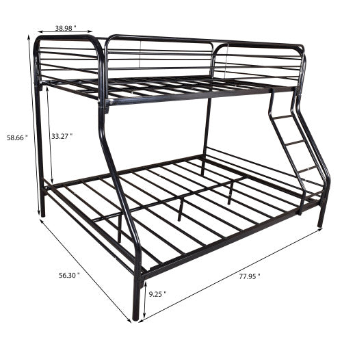 Twin-Over-Full Metal Bunk Bed, Heavy Duty Bunk Bed,Easy Assembly With Enhanced Upper-Level Guardrail, White