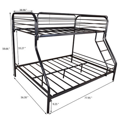 Twin-Over-Full Metal Bunk Bed, Heavy Duty Bunk Bed,Easy Assembly With Enhanced Upper-Level Guardrail, White
