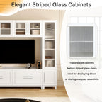 VIBE HAUS 102 W Wall Unit Modern Entertainment Center With Glass Doors For TVs Up To 75, Large Minimalist TV Stand Media Console With Drawers For Living Room