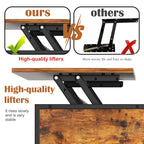 Farmhouse Lift Top Coffee Table With Storage Adjustable Height Living Room Table, Multifunctional Center For Family With Hidden Compartment & 3 Shelves110lbs Capacity, Easy To Clean