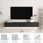 Floating TV Stand Wall Mounted With 16 Color LEDs,Modern TV Stand, Floating TV Cabinet Entertainment Center For 55 60 65 Inch TV,Black
