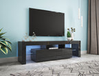 Modern Black TV Stand  20 Colors LED TV Stand W Remote Control Lights