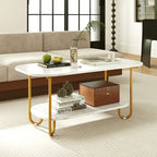 Modern 2-tier Faux Marble Top Coffee Table