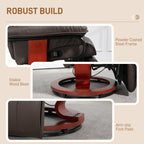 Modern RV Recliner Chair, PU Leather Swivel Recliner Armchair with Footrest for Living Room, Brown