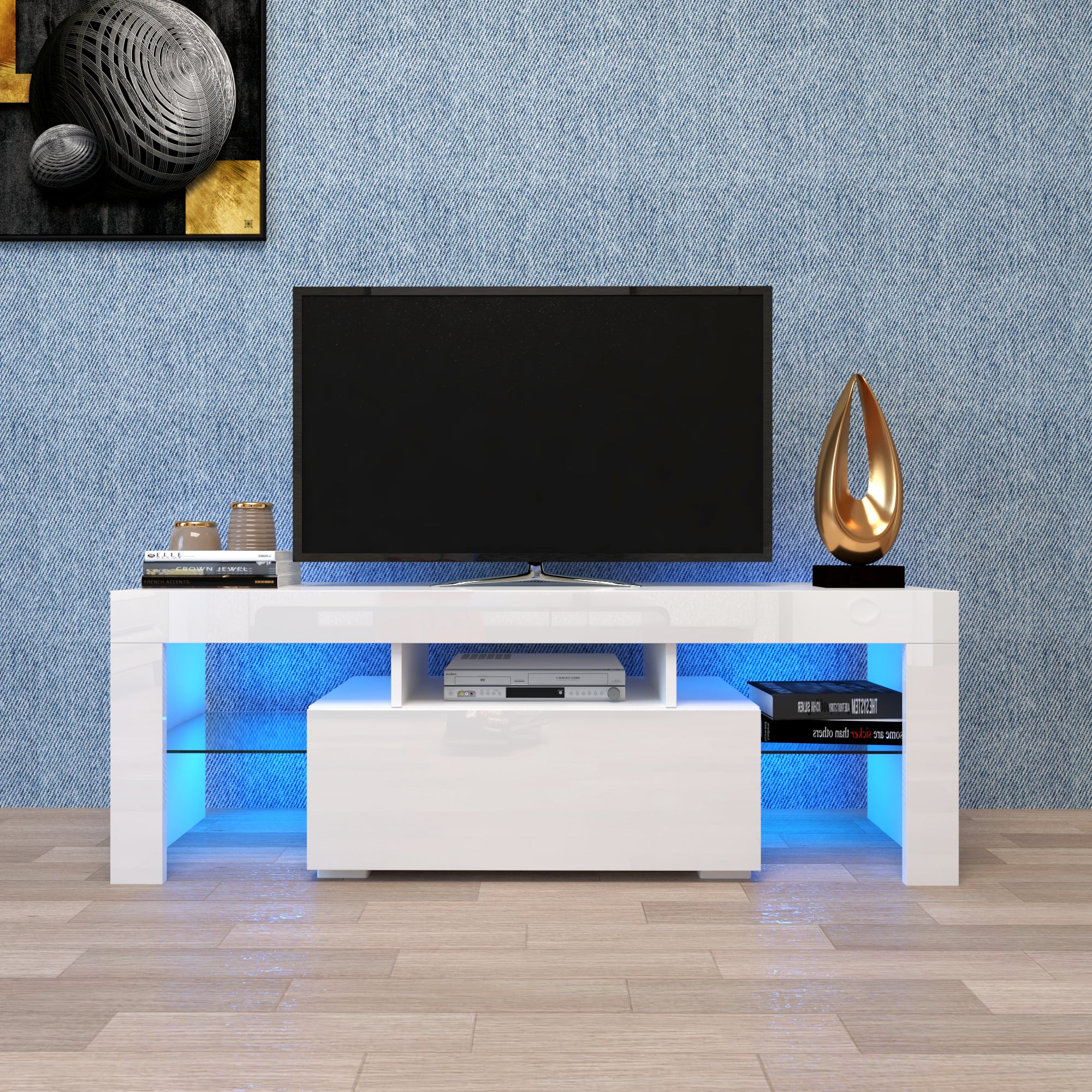 Entertainment TV Stand, Large TV Stand TV Base Stand With LED Light TV Cabinet.