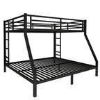Metal Queen Over King Bunk Bed For Teens And Adults,Space-Saving Noise Reduced No Box Spring Needed, Black