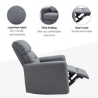 Manual Recliner Swivel Rocker Chair Theater Chair Single Sofa with Linen Fabric for Living Room Bedroom, Grey