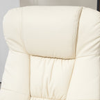 PU Leather Recliner Chair with Ottoman, Swivel Recliner and Ottoman with Round Wrapped Base for Living Room, Cream White