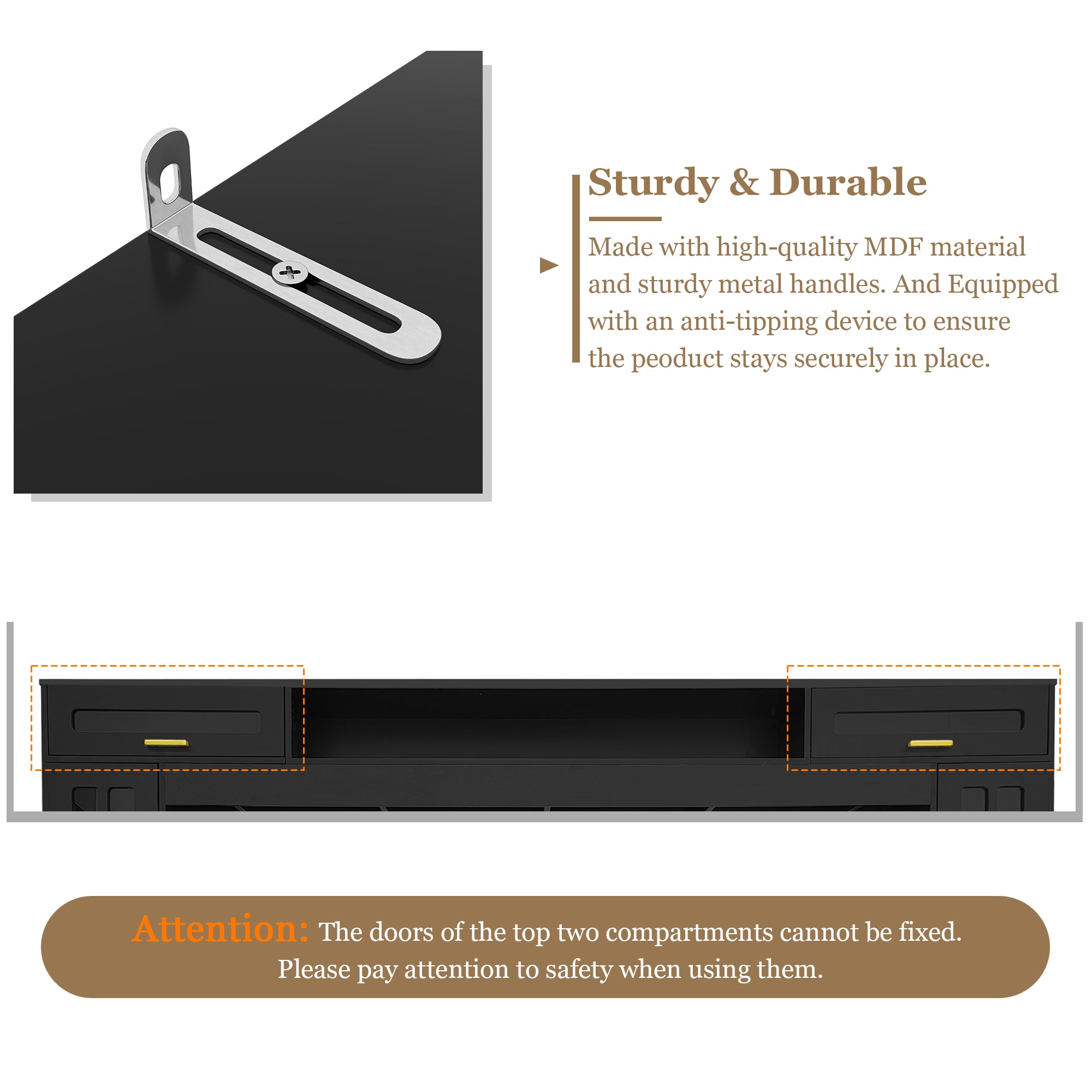 VIBE HAUS 98.4 W Wall Unit Entertainment Center With Bookshelves For TVs Up To 80, Modern TV Stand Media Console With Cabinets, Tempered Glass Doors And Adjustable Shelves For Living Room