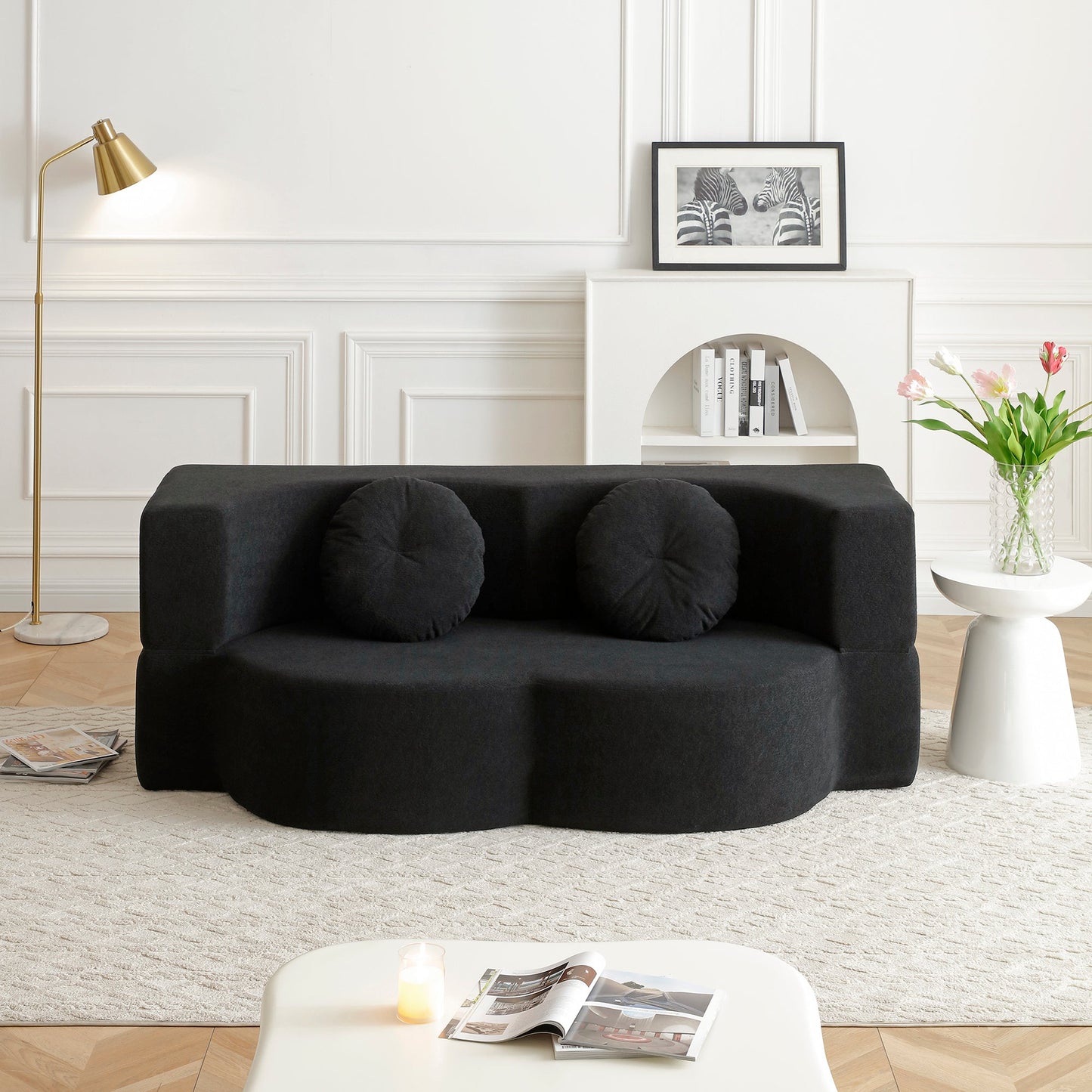 2-in-1 Folding Sofa Bed with Pillow, Twin Sleeper Sofa