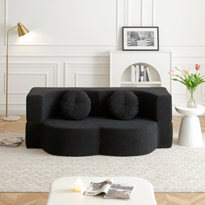 2-in-1 Folding Sofa Bed with Pillow, Twin Sleeper Sofa