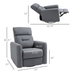 Manual Recliner Swivel Rocker Chair Theater Chair Single Sofa with Linen Fabric for Living Room Bedroom, Grey