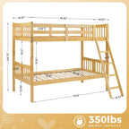 A-B Combination For Sale, Please Do Not Buy Separately--Loft Bunk Bed Twin Over Twin, Solid Wood Frame With Slats, Bunk Beds With Ladder And Guardrail