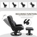 Massage Recliner Chair with Ottoman, 360° Swivel Recliner and Footstool, 10 Point Vibration, PU Leather Reclining Chair with Side Pocket and Remote Control, Black
