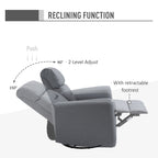 Manual Recliner Swivel Rocker Chair Theater Chair Single Sofa with Linen Fabric for Living Room Bedroom, Grey