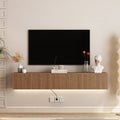 Floating TV Stand Wall Mounted With 16 Color LEDs,69 Modern TV Stand, Floating TV Cabinet Entertainment Center For 55 60 65 Inch
