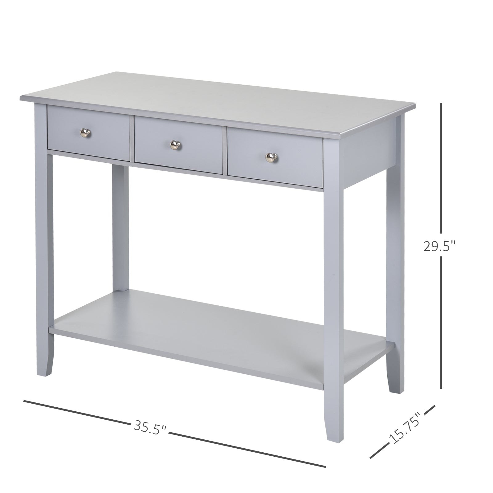 Console Table Industrial Desk with Drawer Bottom Shelf & Large Tabletop for Entryway or Living Room