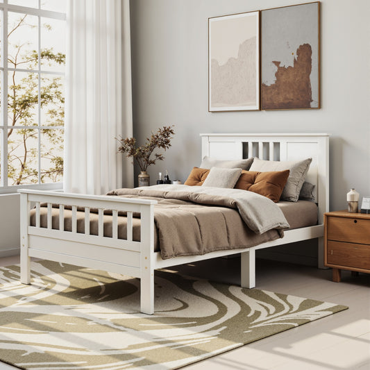 Twin Size Metal Platform Bed Frame - Mattress Foundation With Headboard And And Footboard, 350LBS Sturdy Wooden Slats Support