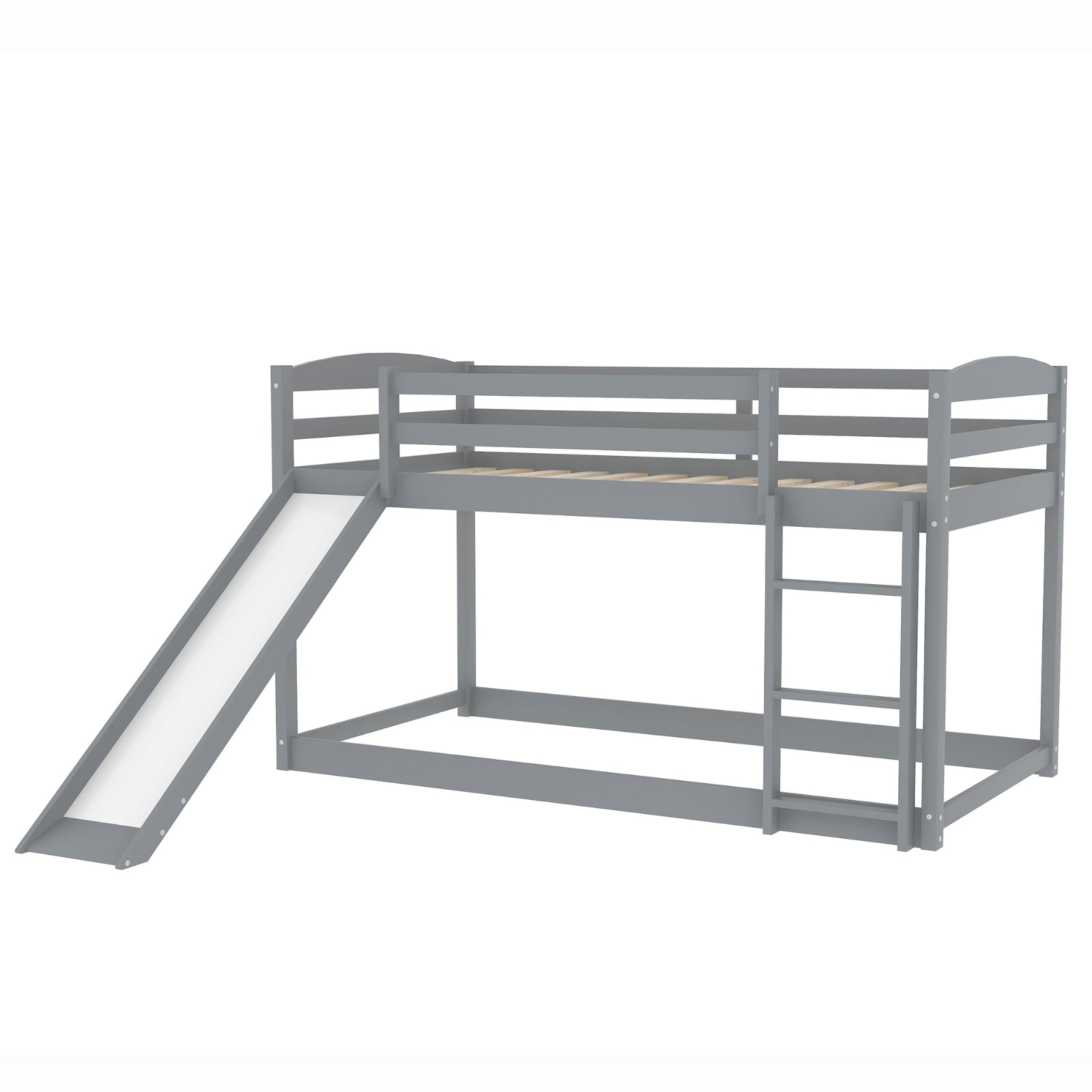 Gray Twin Twin Bunk Bed Convertible Slide Ladder