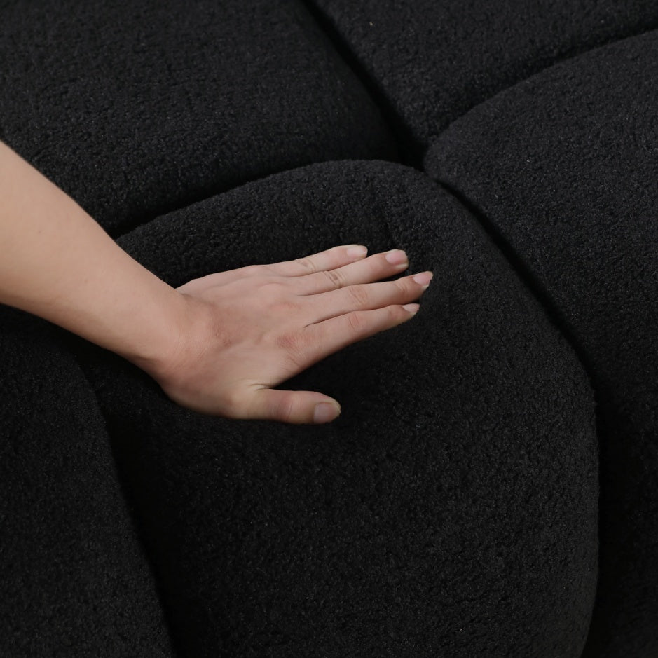 87.4 Length ,35.83inch Deepth ,human Body Structure For USA People, Marshmallow Sofa,boucle Sofa ,3 Seater, Black BOUCLE