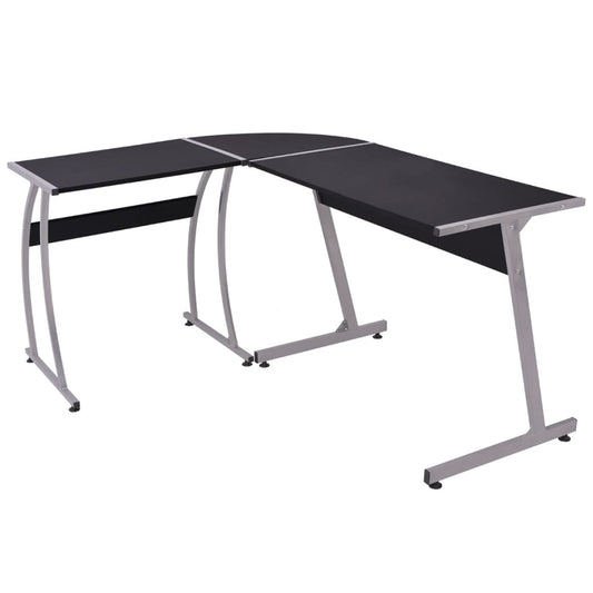 Desk Black Engineered wood with PVC cover and metal frame Large