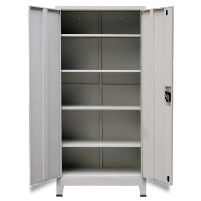 Office Cabinet Grey Steel Medium Height-Adjustable Shelves