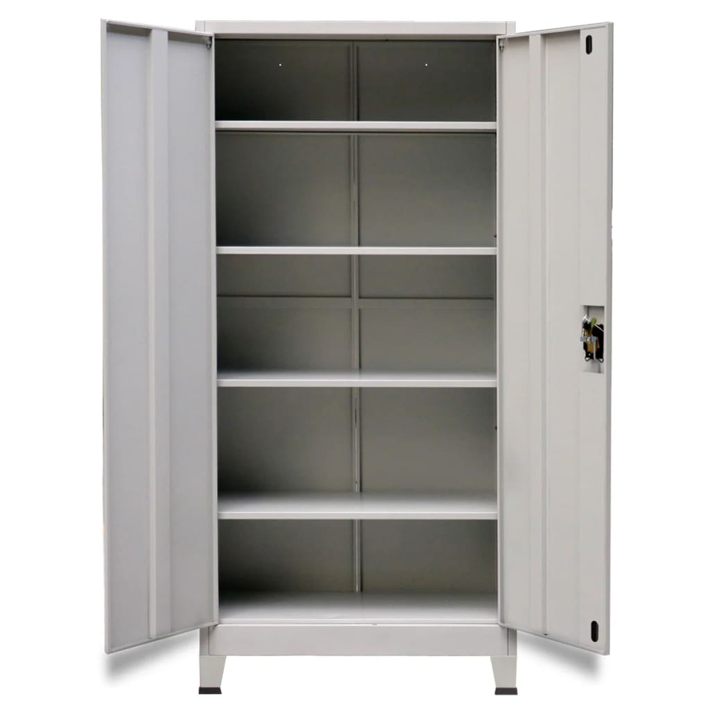 Office Cabinet Grey Steel Medium Height-Adjustable Shelves