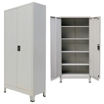 Office Cabinet Grey Steel Medium Height-Adjustable Shelves