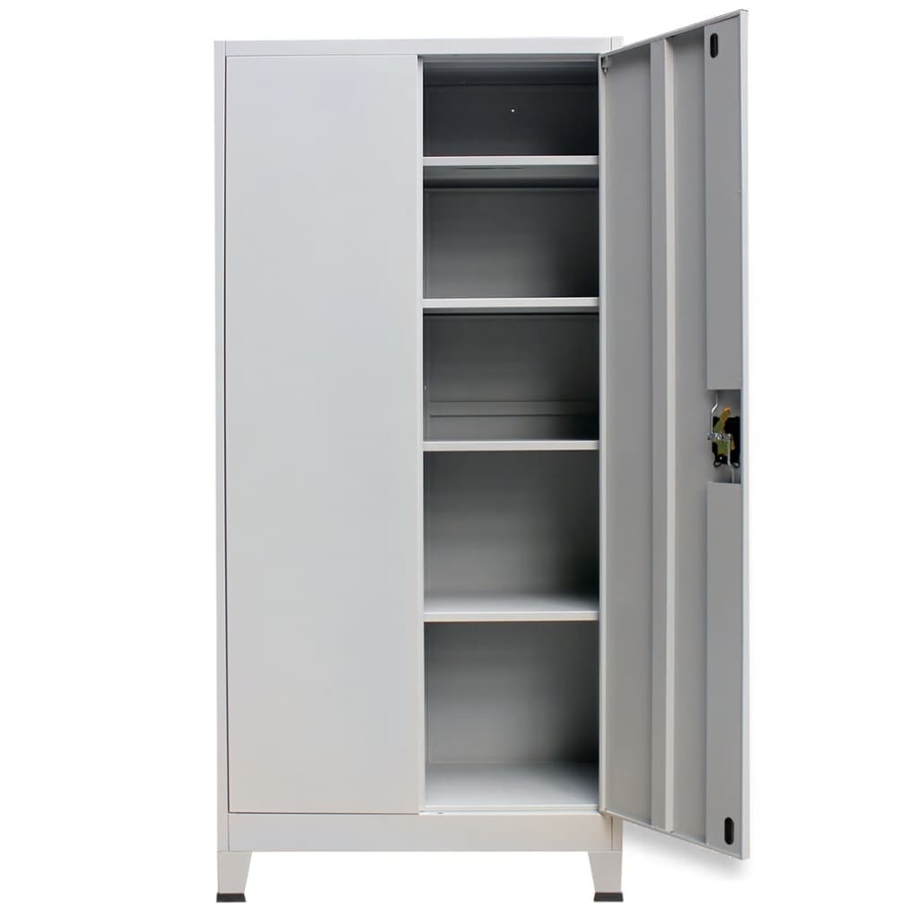 Office Cabinet Grey Steel Medium Height-Adjustable Shelves