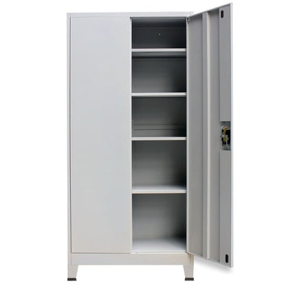 Office Cabinet Grey Steel Medium Height-Adjustable Shelves