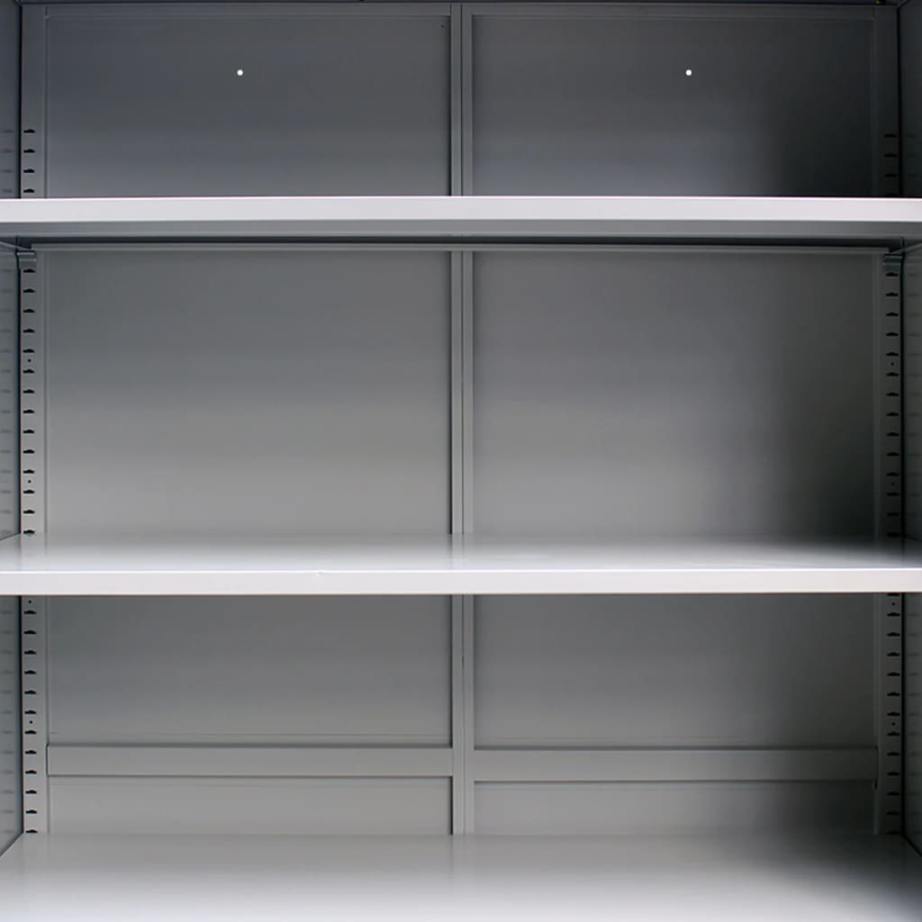 Office Cabinet Grey Steel Medium Height-Adjustable Shelves