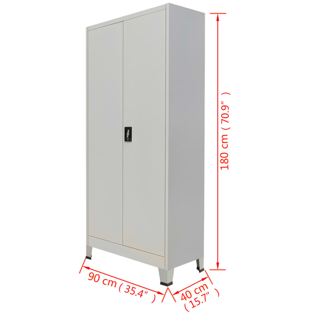 Office Cabinet Grey Steel Medium Height-Adjustable Shelves
