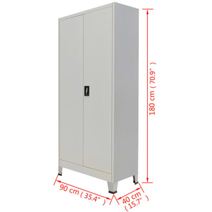 Office Cabinet Grey Steel Medium Height-Adjustable Shelves