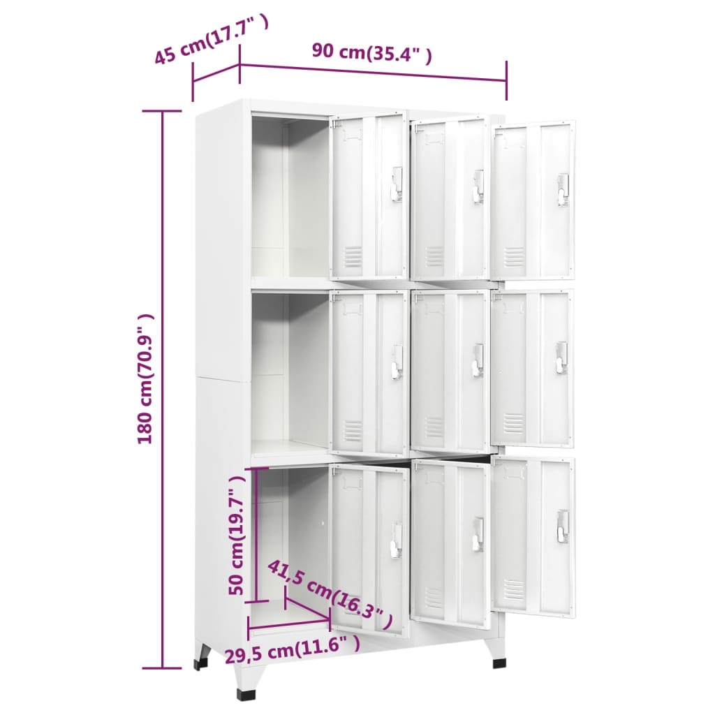 Locker Cabinet Gray Steel 35.4x17.7x70.9 in Locker Cabinet
