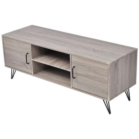TV Stand Gray MDF, PVC, Metal Medium MDF TV Stand Rectangular
