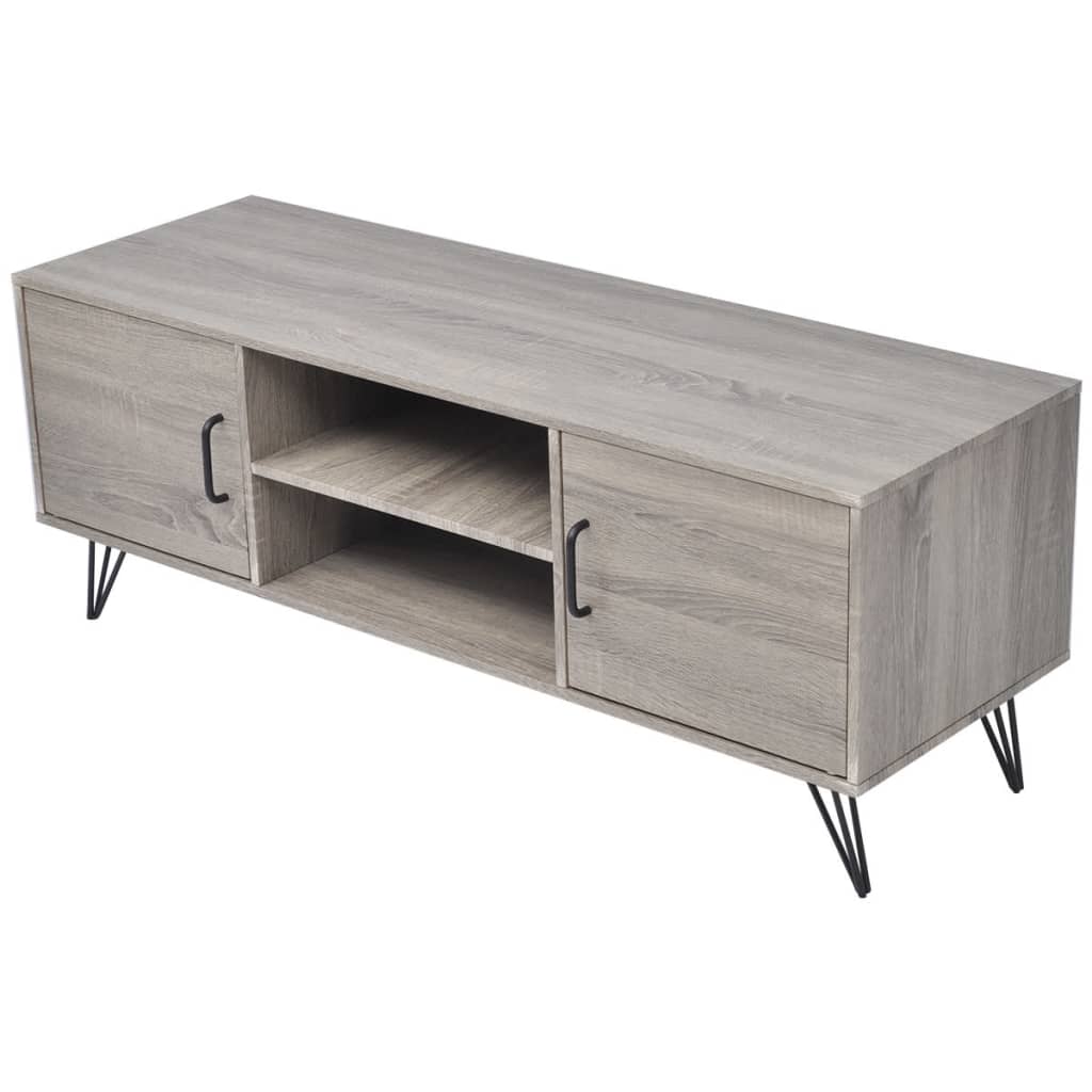TV Stand Gray MDF, PVC, Metal Medium MDF TV Stand Rectangular