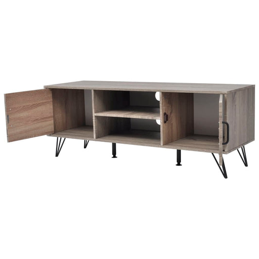 TV Stand Gray MDF, PVC, Metal Medium MDF TV Stand Rectangular