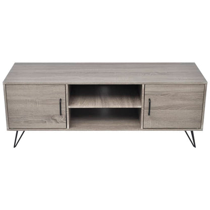 TV Stand Gray MDF, PVC, Metal Medium MDF TV Stand Rectangular