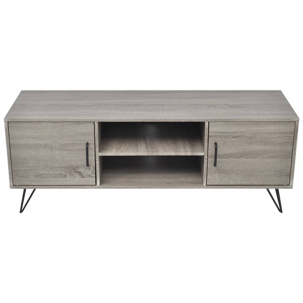 TV Stand Gray MDF, PVC, Metal Medium MDF TV Stand Rectangular