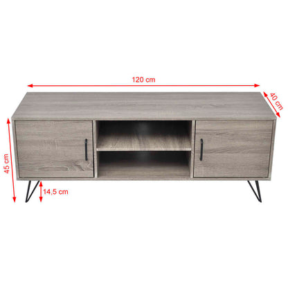 TV Stand Gray MDF, PVC, Metal Medium MDF TV Stand Rectangular