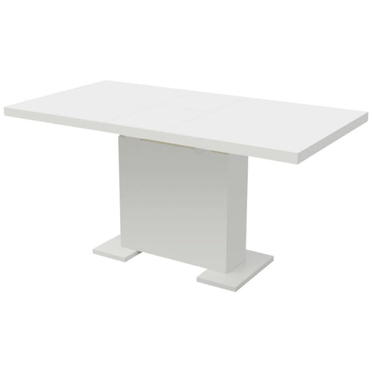 Kitchen Table High gloss white MDF and Steel Extendable