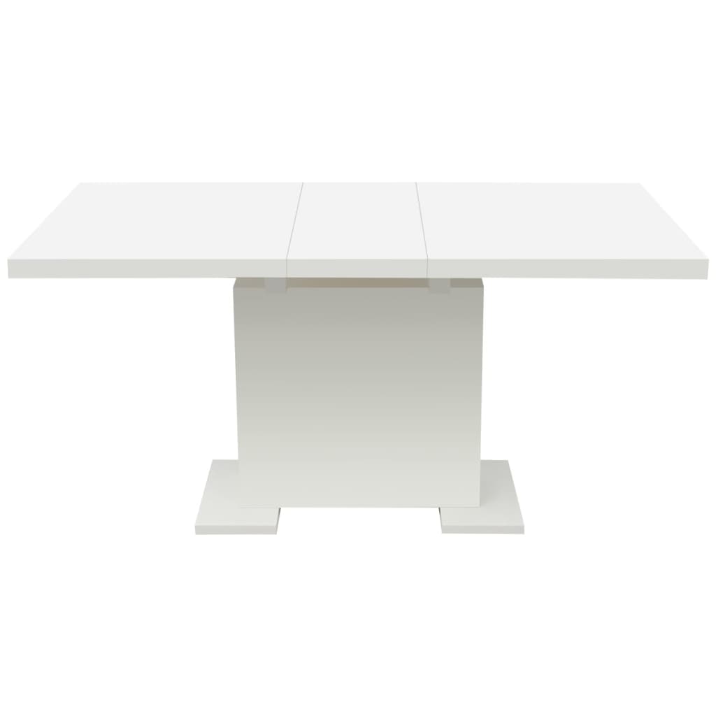 Kitchen Table High gloss white MDF and Steel Extendable
