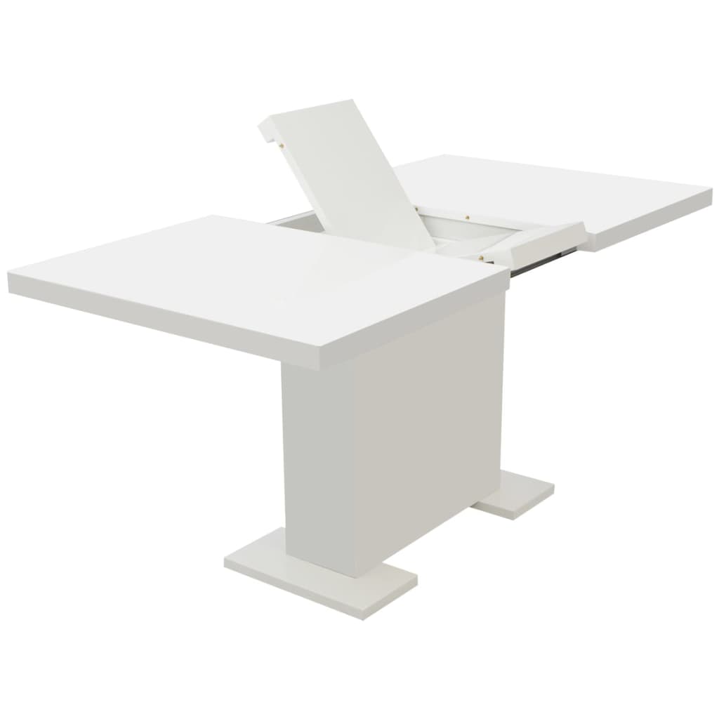 Kitchen Table High gloss white MDF and Steel Extendable