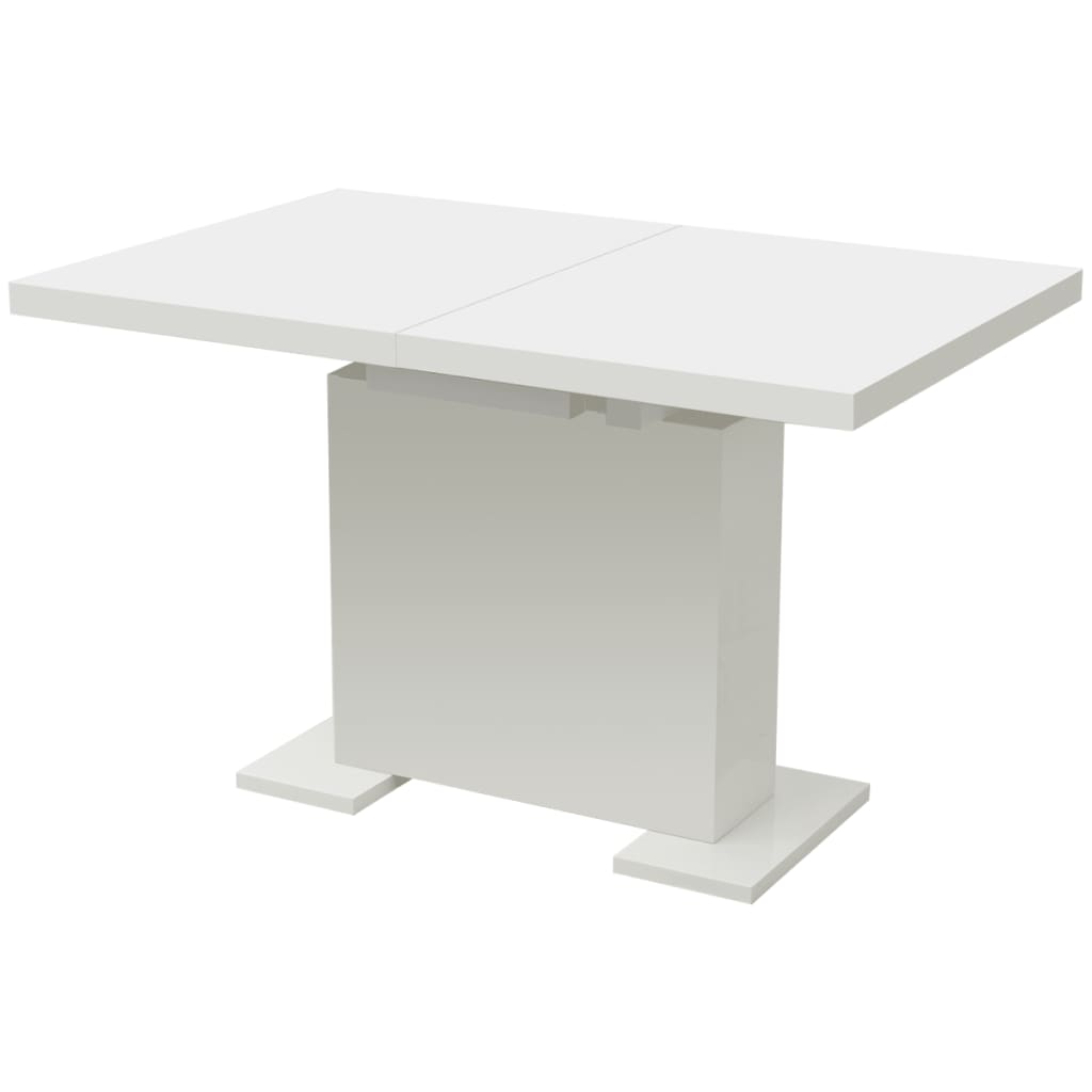 Kitchen Table High gloss white MDF and Steel Extendable