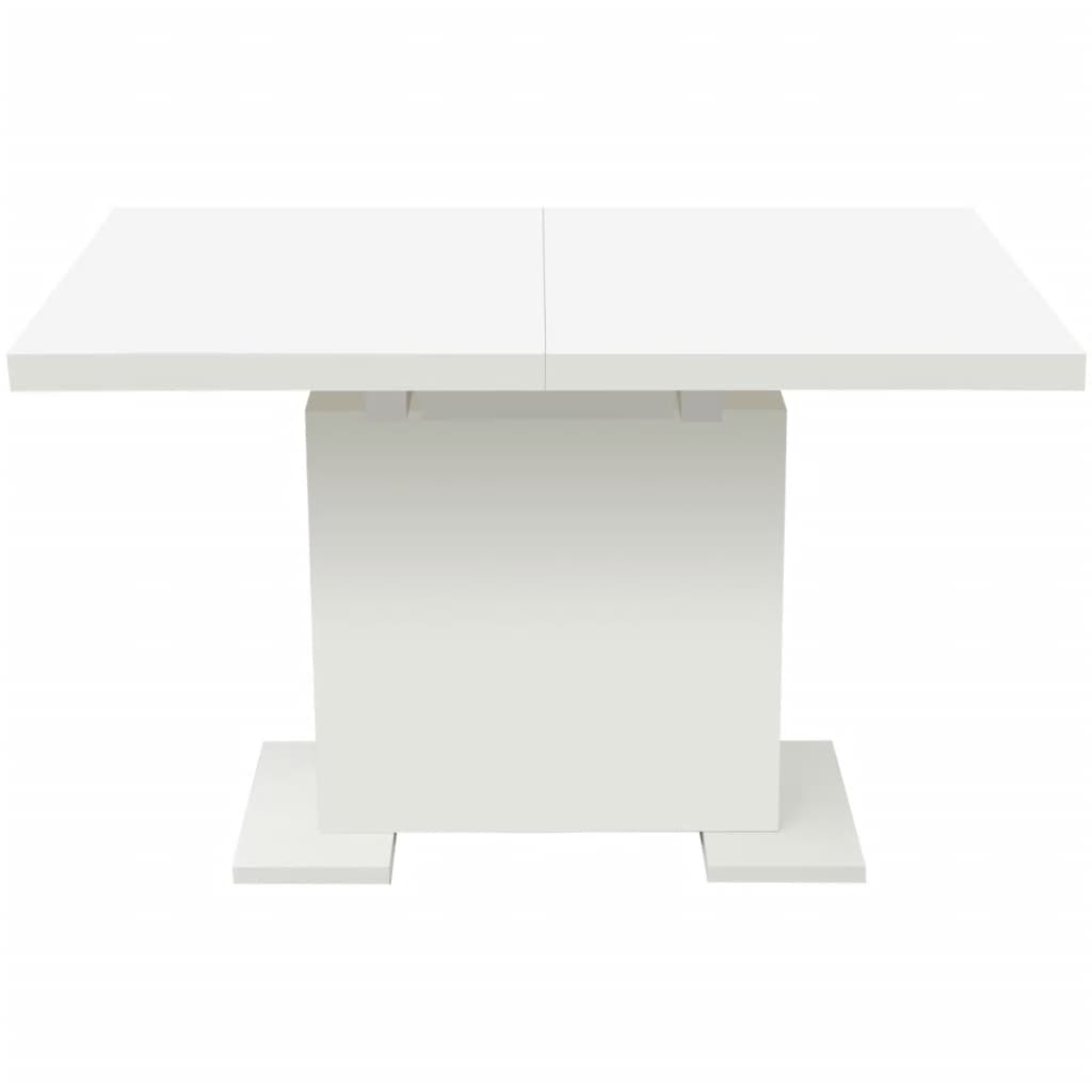 Kitchen Table High gloss white MDF and Steel Extendable