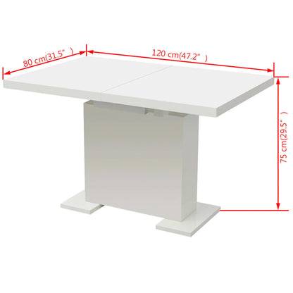 Kitchen Table High gloss white MDF and Steel Extendable