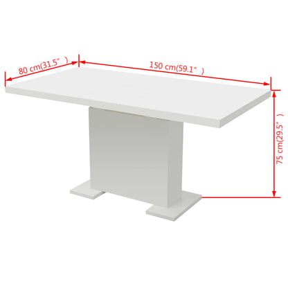 Kitchen Table High gloss white MDF and Steel Extendable