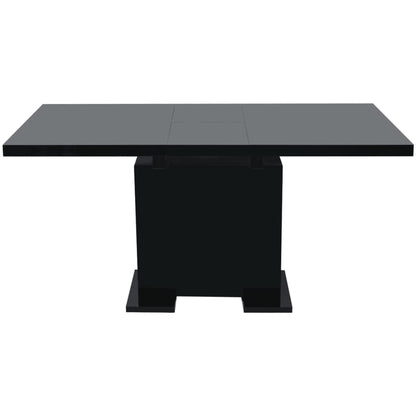 Kitchen Table Glossy Black MDF, Steel Extendable Dining Table