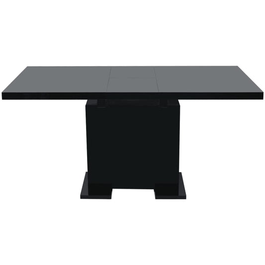 Kitchen Table Glossy Black MDF, Steel Extendable Dining Table